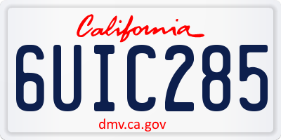 CA license plate 6UIC285