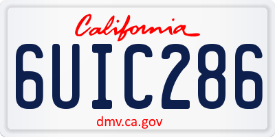 CA license plate 6UIC286