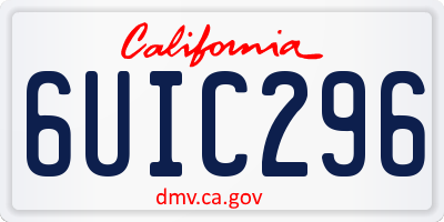 CA license plate 6UIC296