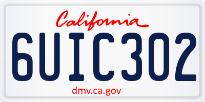 CA license plate 6UIC302