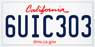 CA license plate 6UIC303