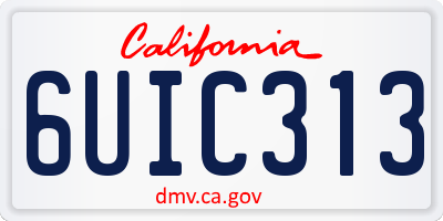 CA license plate 6UIC313