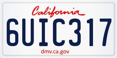 CA license plate 6UIC317