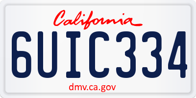 CA license plate 6UIC334