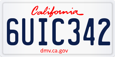 CA license plate 6UIC342