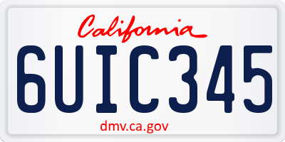 CA license plate 6UIC345