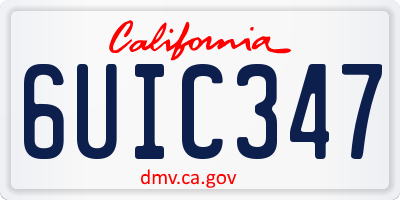 CA license plate 6UIC347