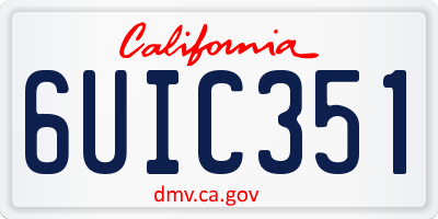 CA license plate 6UIC351