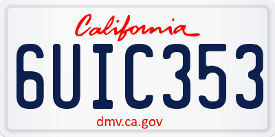 CA license plate 6UIC353