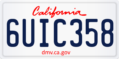CA license plate 6UIC358