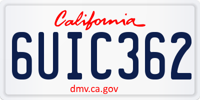 CA license plate 6UIC362