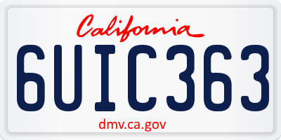 CA license plate 6UIC363