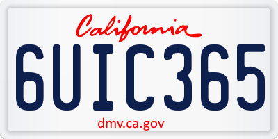 CA license plate 6UIC365