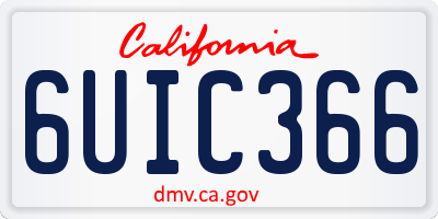 CA license plate 6UIC366