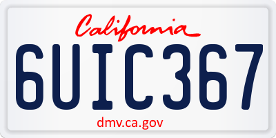 CA license plate 6UIC367