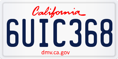 CA license plate 6UIC368