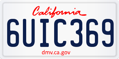 CA license plate 6UIC369