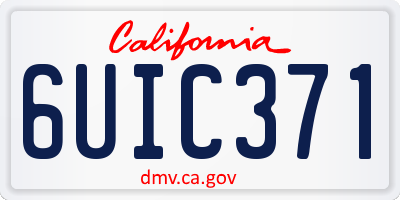 CA license plate 6UIC371