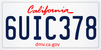 CA license plate 6UIC378