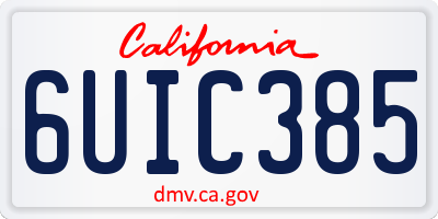 CA license plate 6UIC385