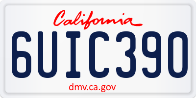 CA license plate 6UIC390