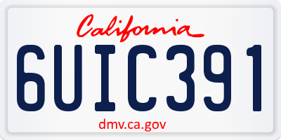 CA license plate 6UIC391