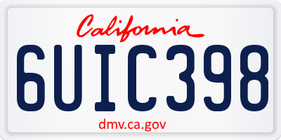 CA license plate 6UIC398
