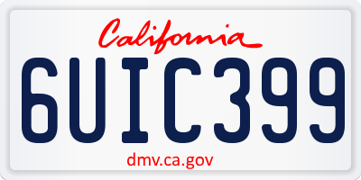CA license plate 6UIC399
