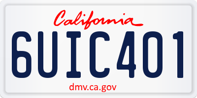 CA license plate 6UIC401
