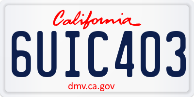 CA license plate 6UIC403