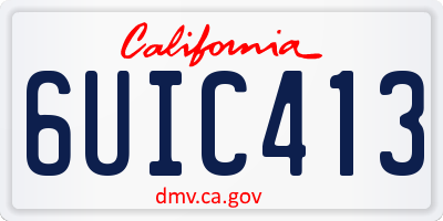 CA license plate 6UIC413