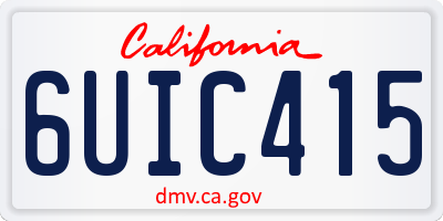 CA license plate 6UIC415