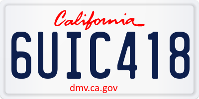 CA license plate 6UIC418