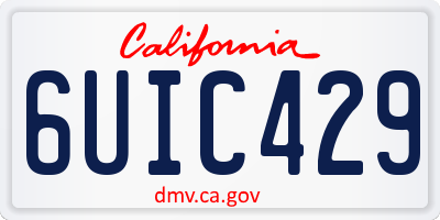 CA license plate 6UIC429