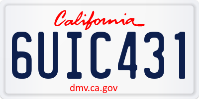 CA license plate 6UIC431