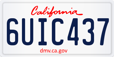 CA license plate 6UIC437