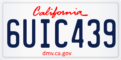 CA license plate 6UIC439