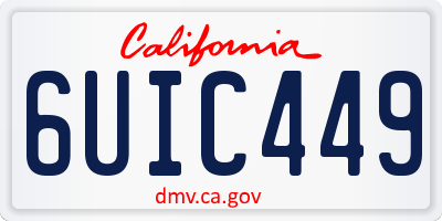 CA license plate 6UIC449