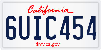 CA license plate 6UIC454