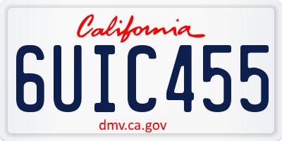 CA license plate 6UIC455