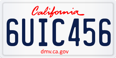 CA license plate 6UIC456
