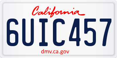 CA license plate 6UIC457