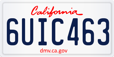 CA license plate 6UIC463