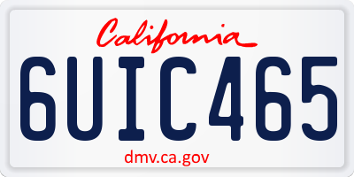 CA license plate 6UIC465