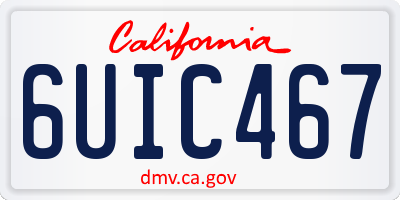 CA license plate 6UIC467