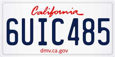 CA license plate 6UIC485