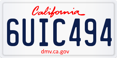 CA license plate 6UIC494