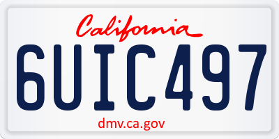 CA license plate 6UIC497
