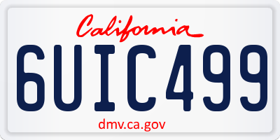 CA license plate 6UIC499