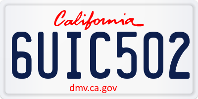 CA license plate 6UIC502
